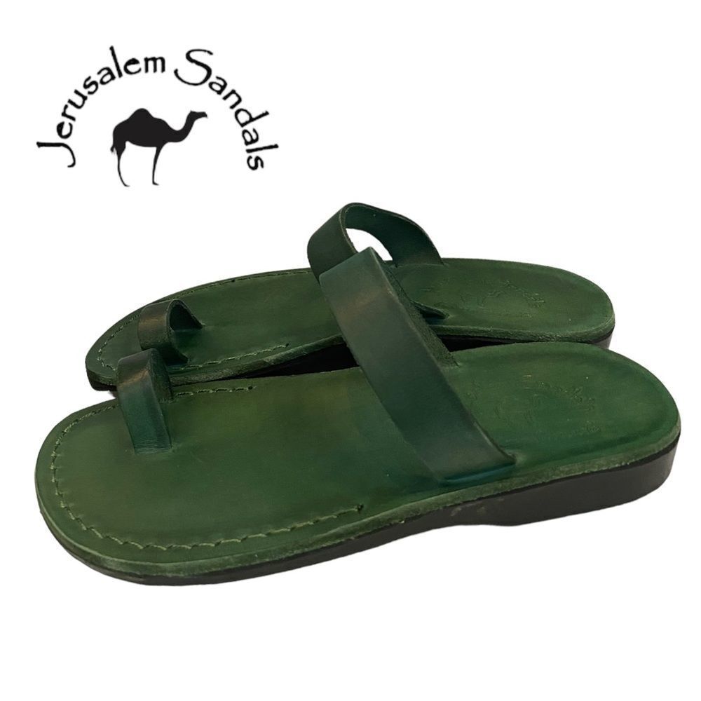 NEW Jerusalem Sandals Women's Green Eden Leather Slide Sandals 6 37